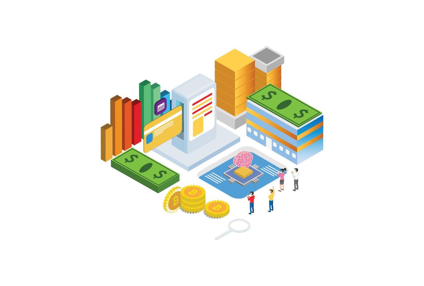 moderno isometrico attività commerciale per attività commerciale illustrazione, ragnatela striscioni, adatto per diagrammi, infografica, libro illustrazione, gioco bene, e altro grafico relazionato risorse vettore