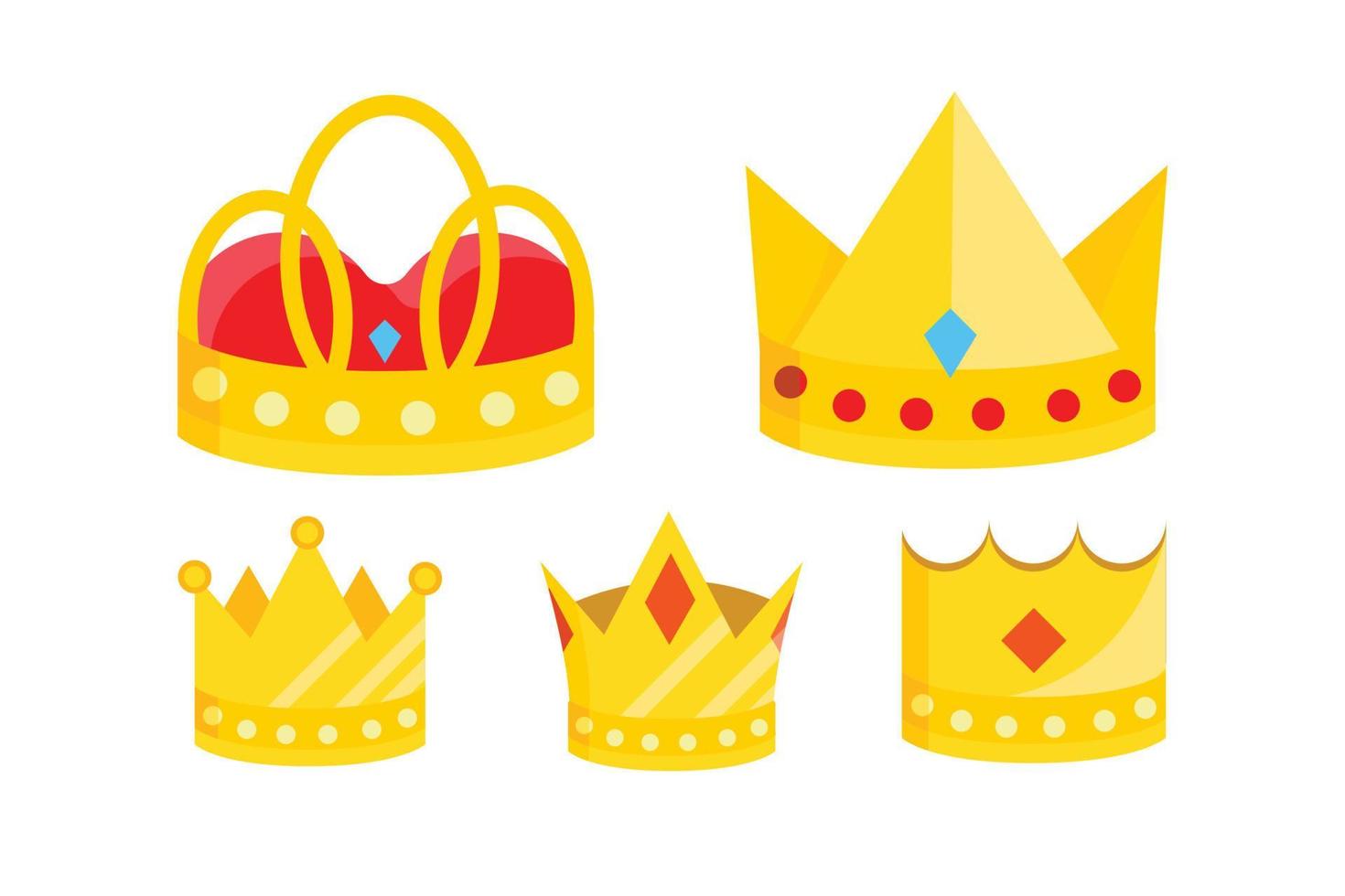 impostato di piatto icone di corona, re, oro, lusso. vettore design quello è Perfetto per siti web, app, elementi.