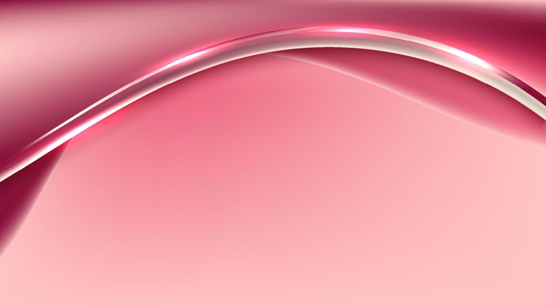 astratto 3d modello moderno rosa colore onda forma con brillante rosso curvo linea decorazione e luccichio illuminazione effetto su rosa sfondo vettore