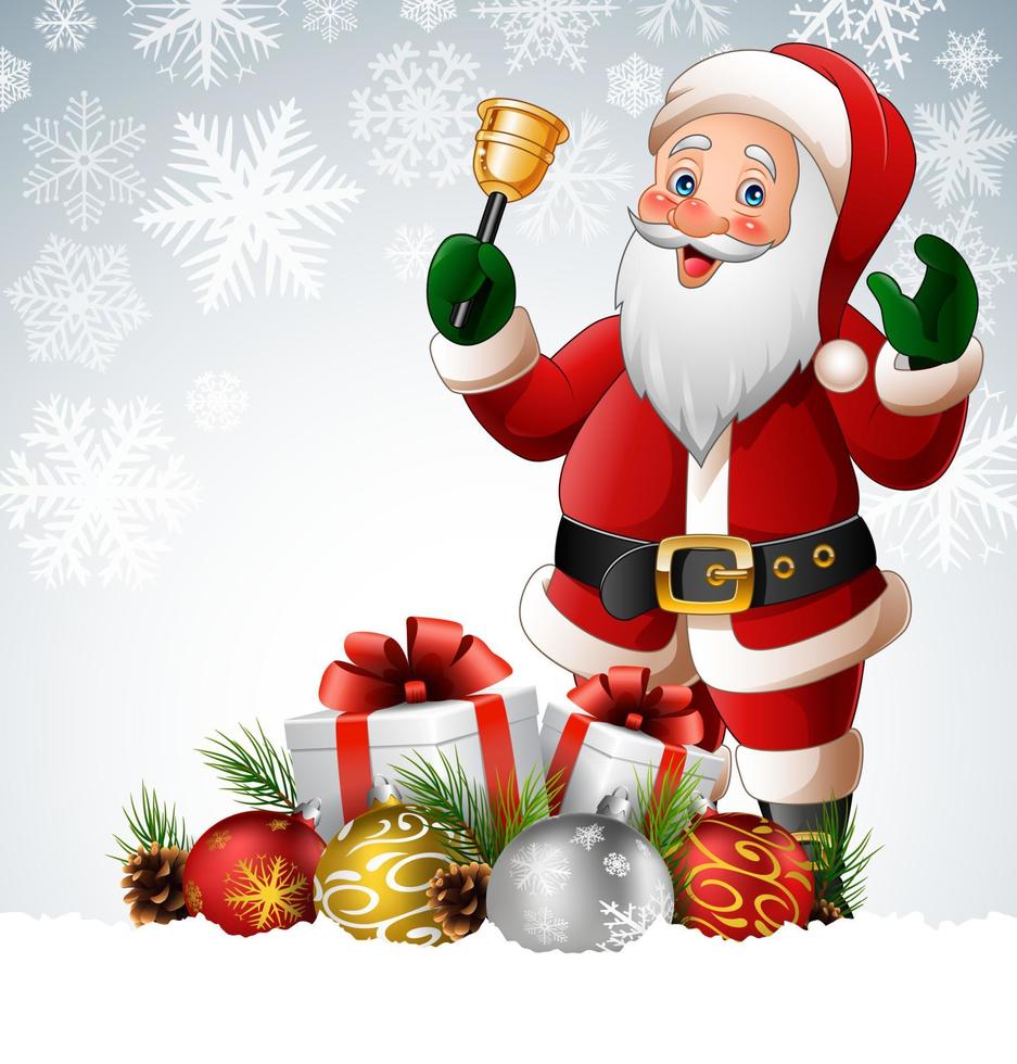 vettore illustrazione di Natale sfondo con Santa Claus suono campana