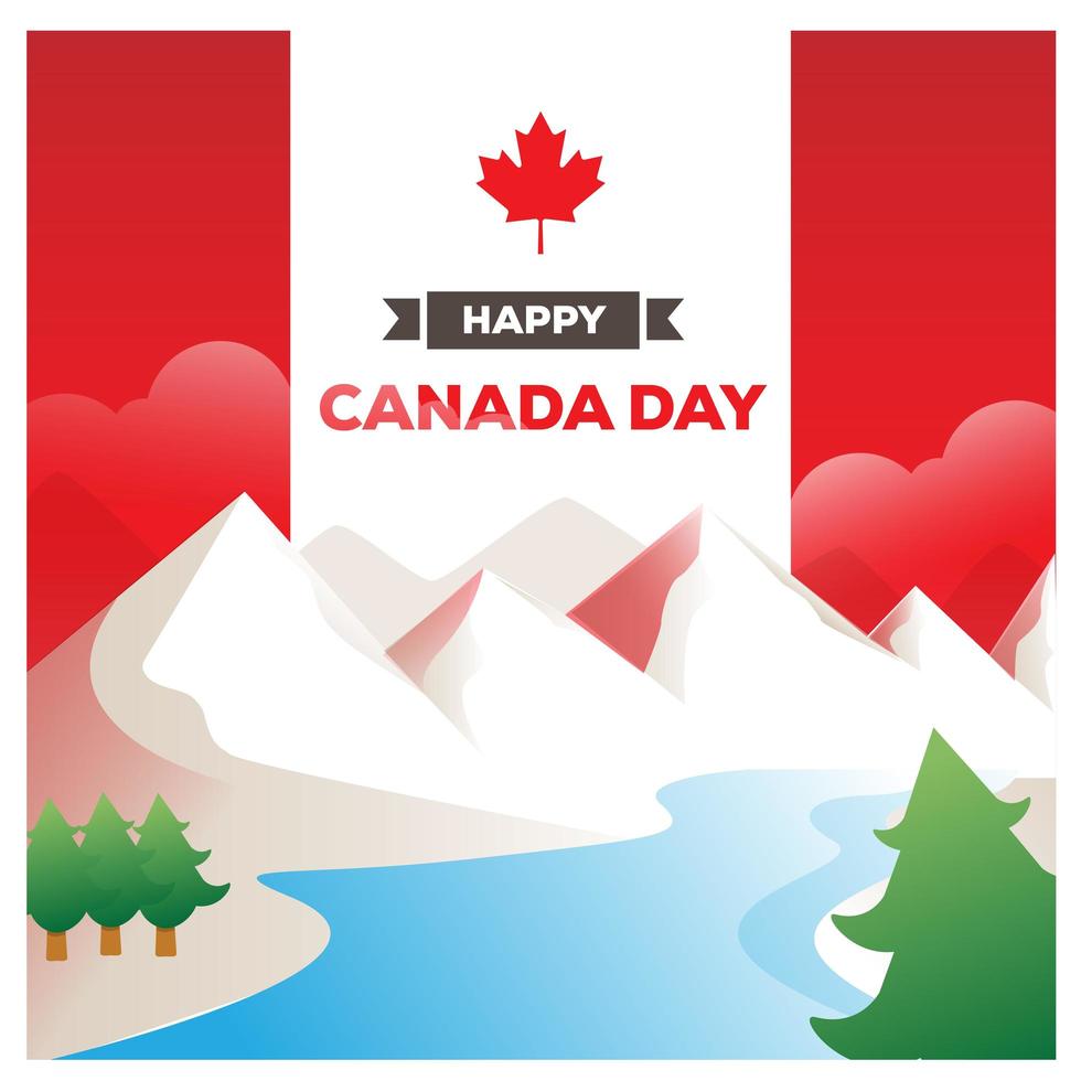 disegno di giorno del Canada con scena di montagna vettore