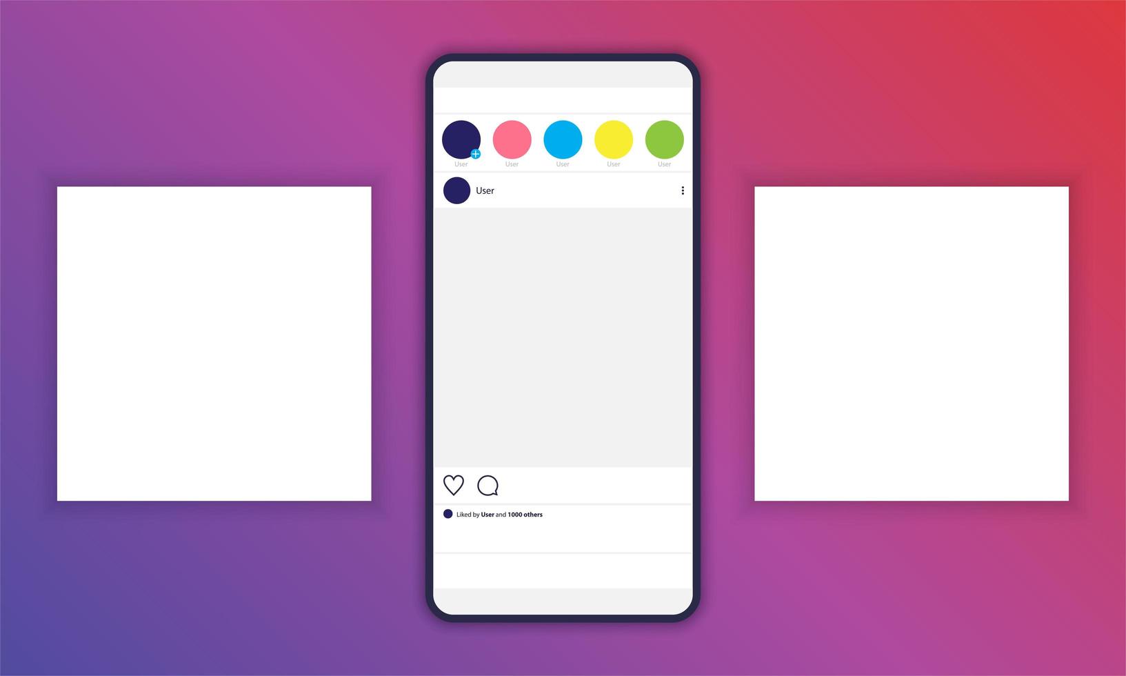 mockup per lo sfondo nei post sui social media con l'anteprima dello smartphone vettore