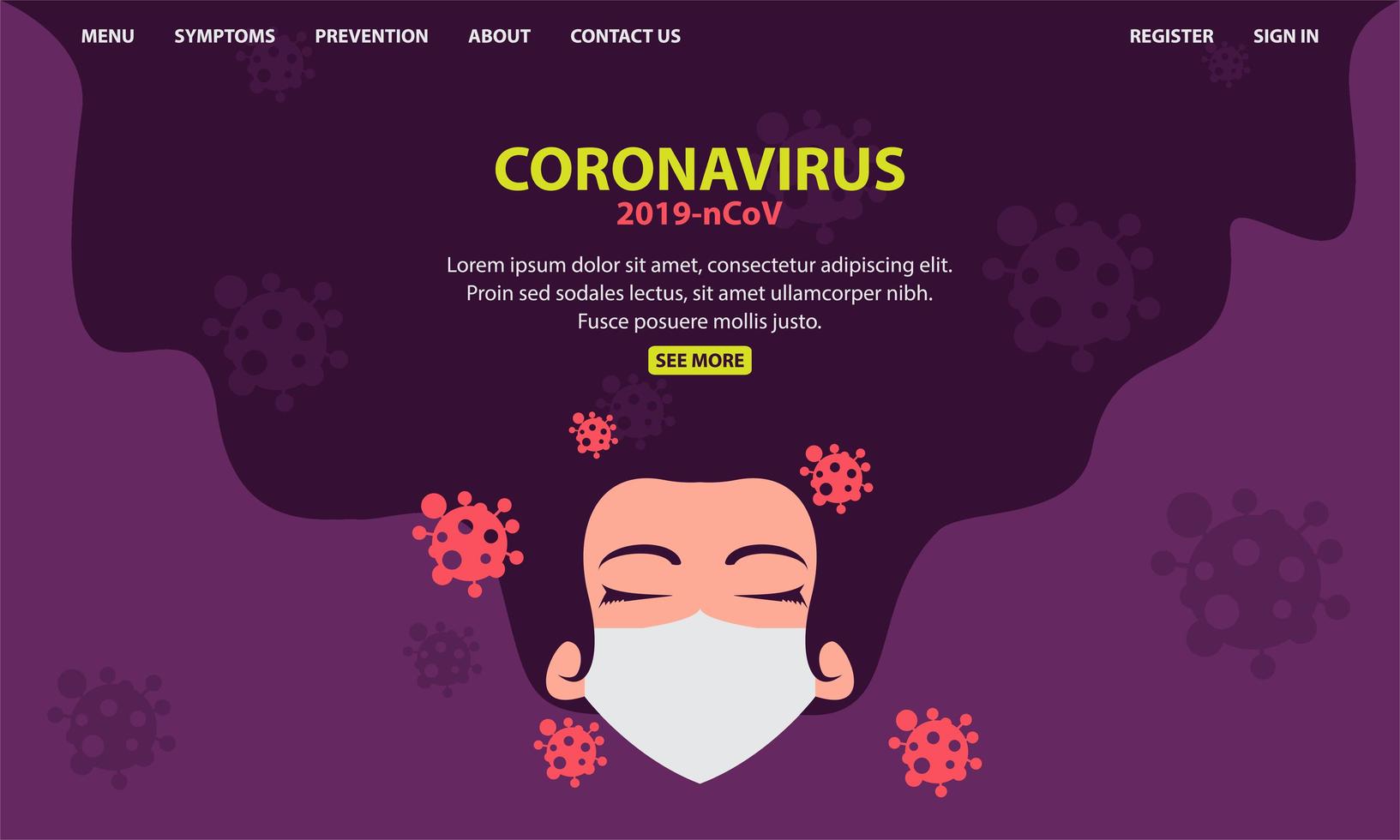 coronavirus. covid19. maschera da portare del fronte della donna vettore
