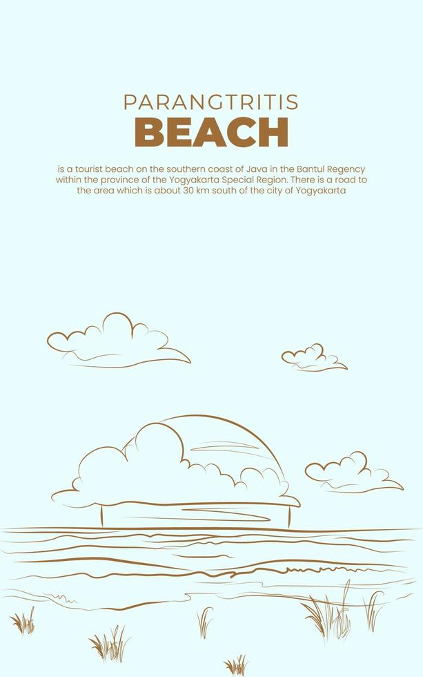 spiaggia vettore indietro, parangtrite spiaggia a partire dal Yogyakarta Indonesia piatto design