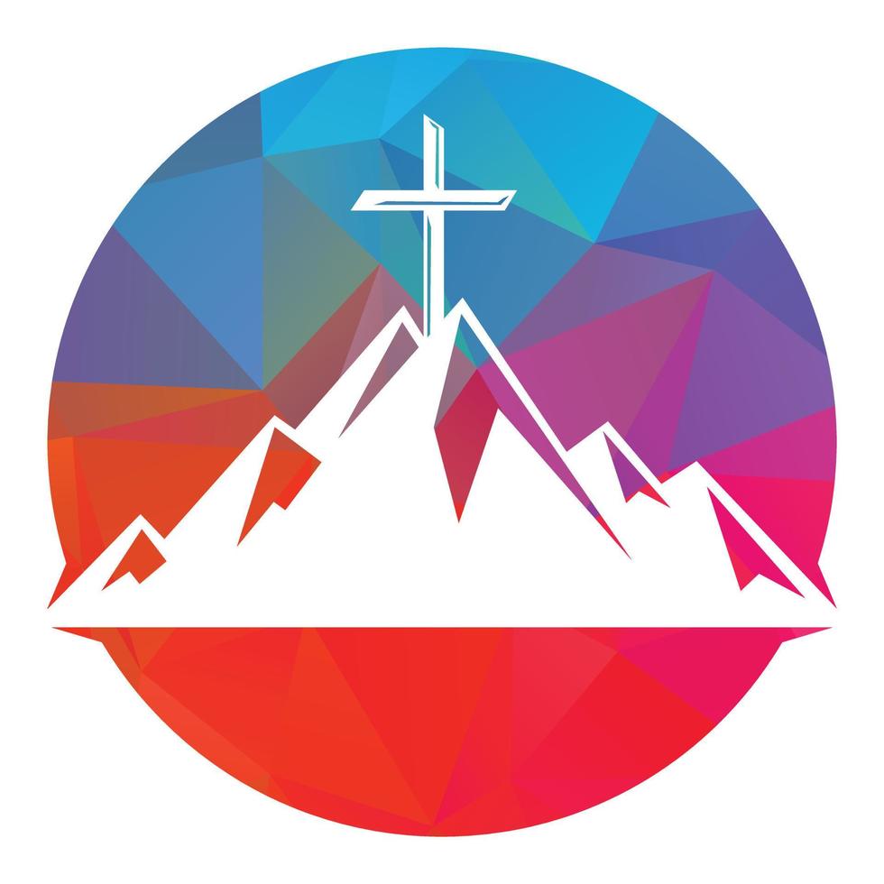 battezzatore attraversare nel montagna logo design. attraversare su superiore di il montagna. Chiesa e cristiano organizzazione logo. vettore