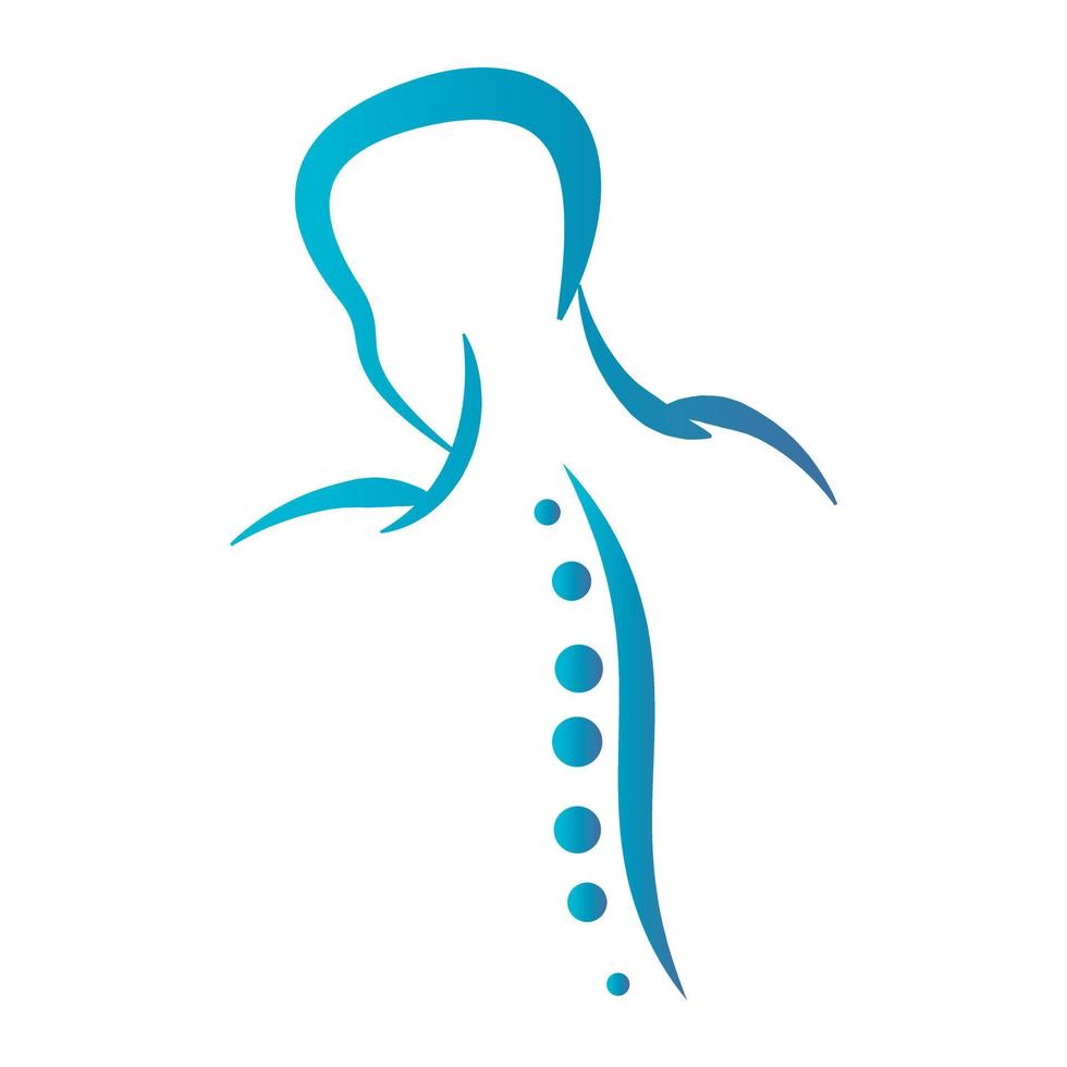 chiropratica logo design vettore illustrazione. umano spina dorsale dolore logo. colonna vertebrale cura logo.