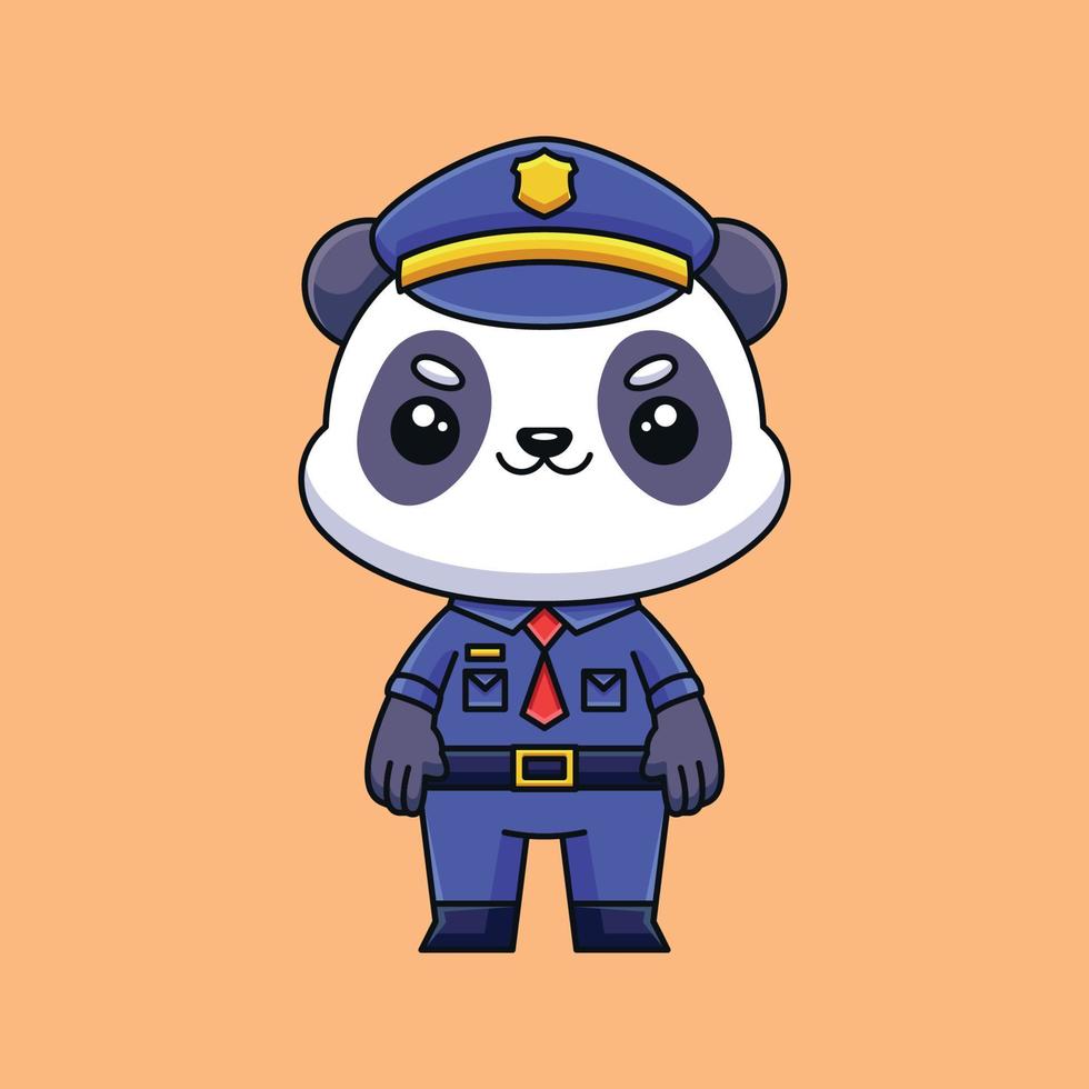 carino polizia panda cartone animato scarabocchio mano disegnato concetto vettore kawaii icona illustrazione