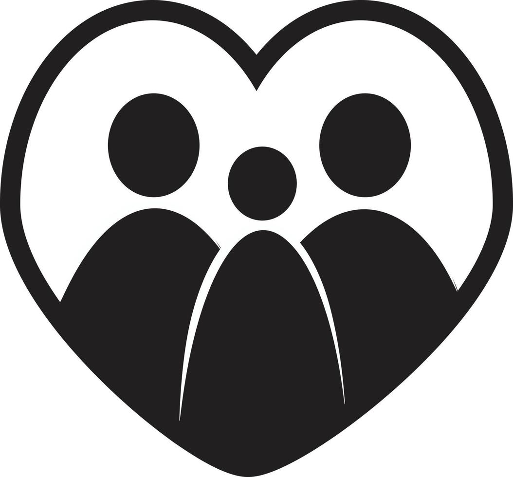 icone illustrare amore nel un' famiglia fatto nel nero e bianca vettore
