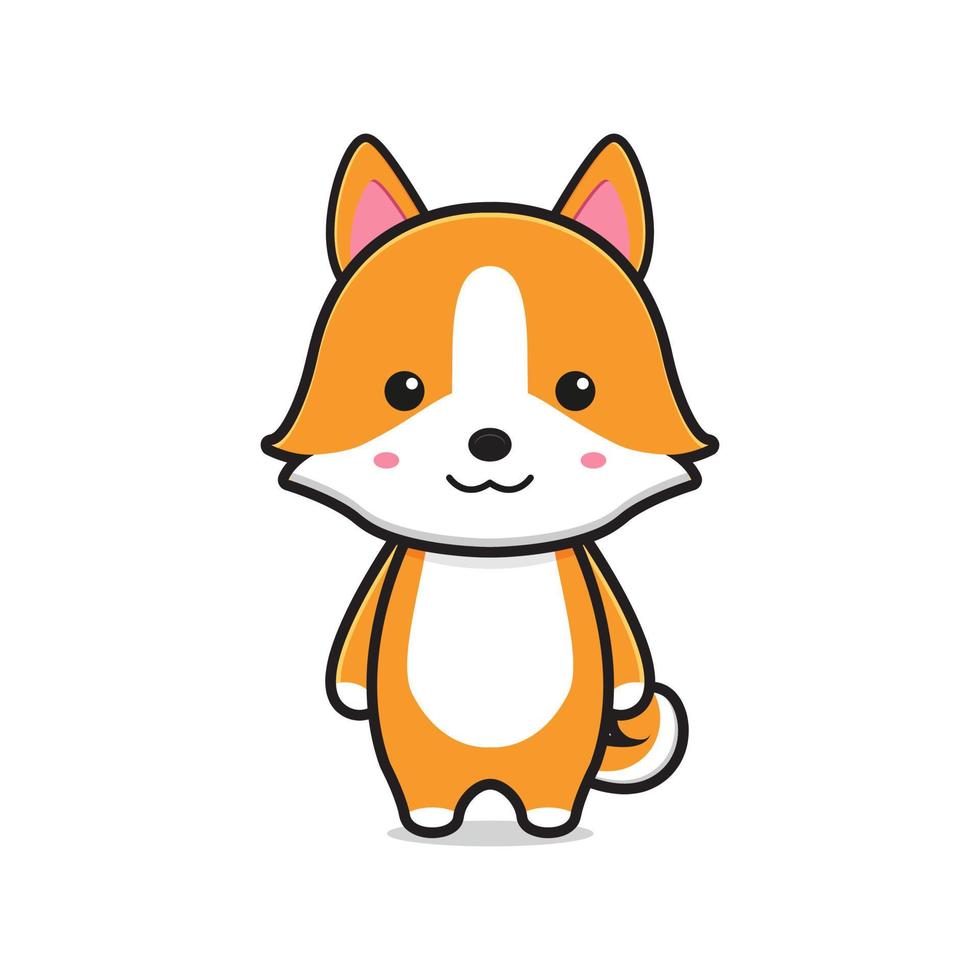 carino corgi cane portafortuna personaggio cartone animato icona vettore illustrazione