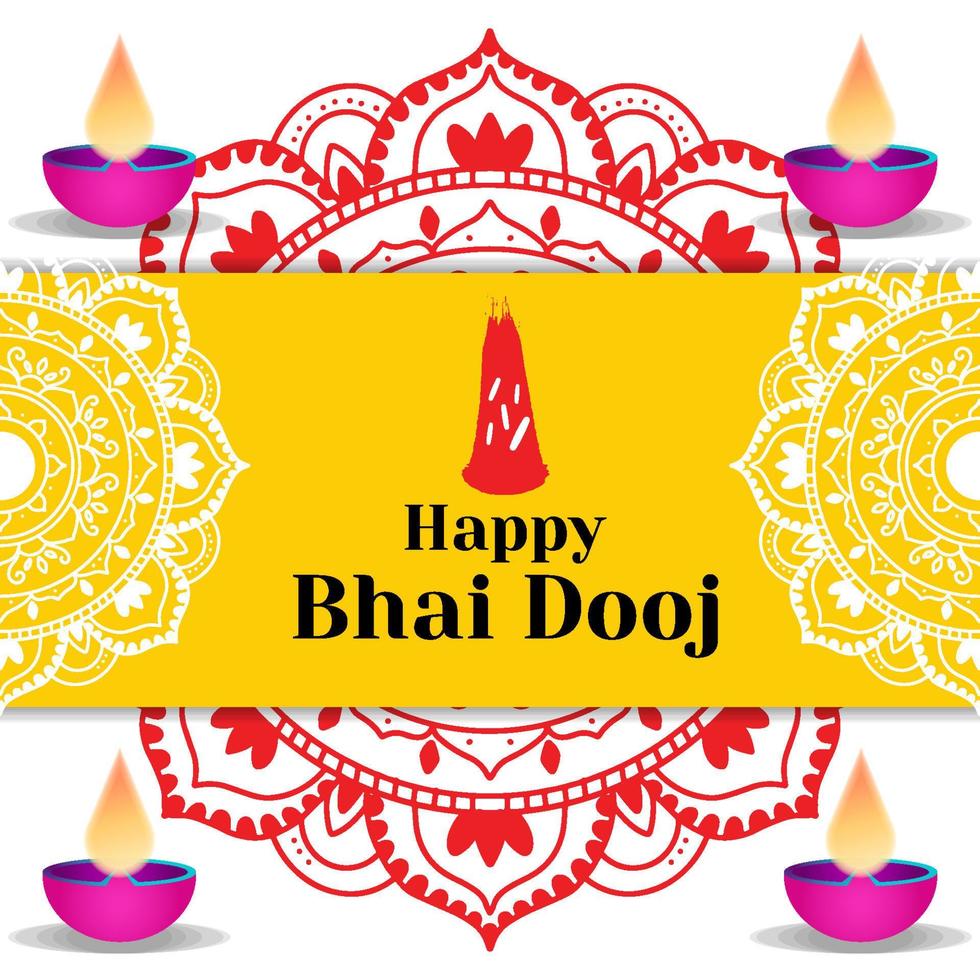 piatto contento bhai dooj saluto carta illustrazione design vettore