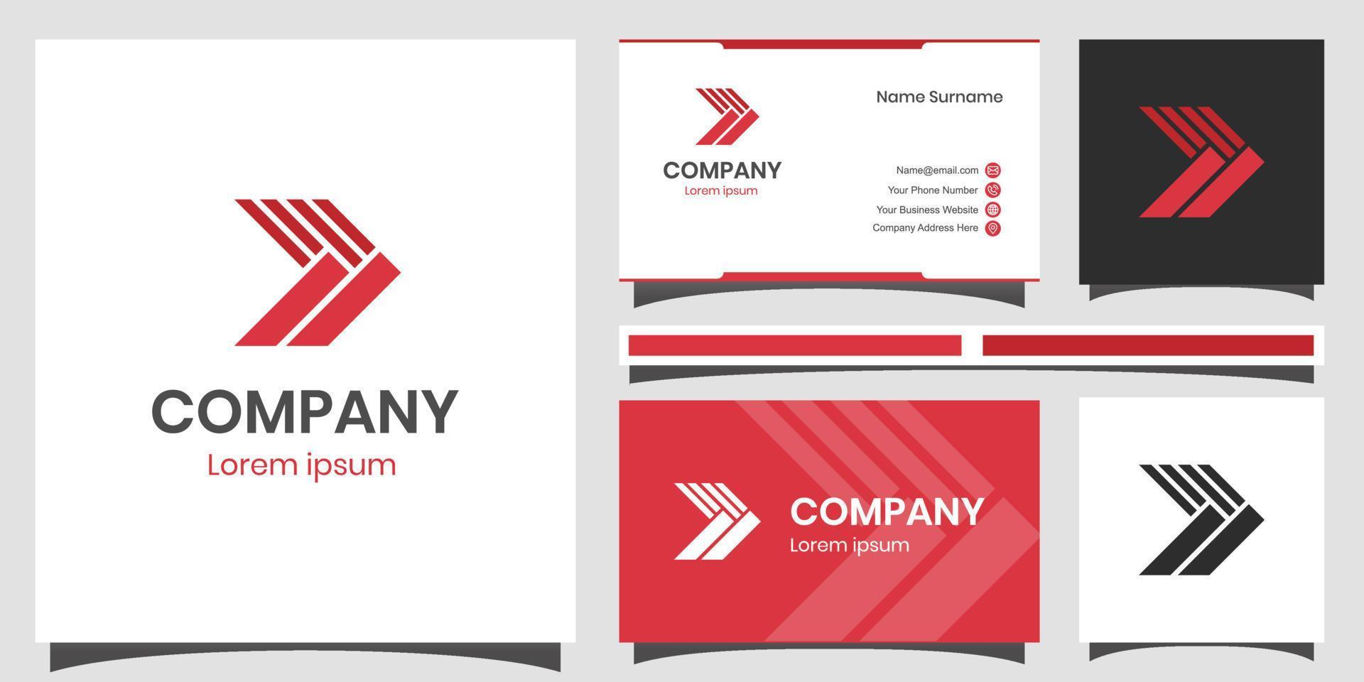 astratto attività commerciale giusto freccia logo icona per inizio su cartello, la logistica consegna logo con attività commerciale carta design vettore
