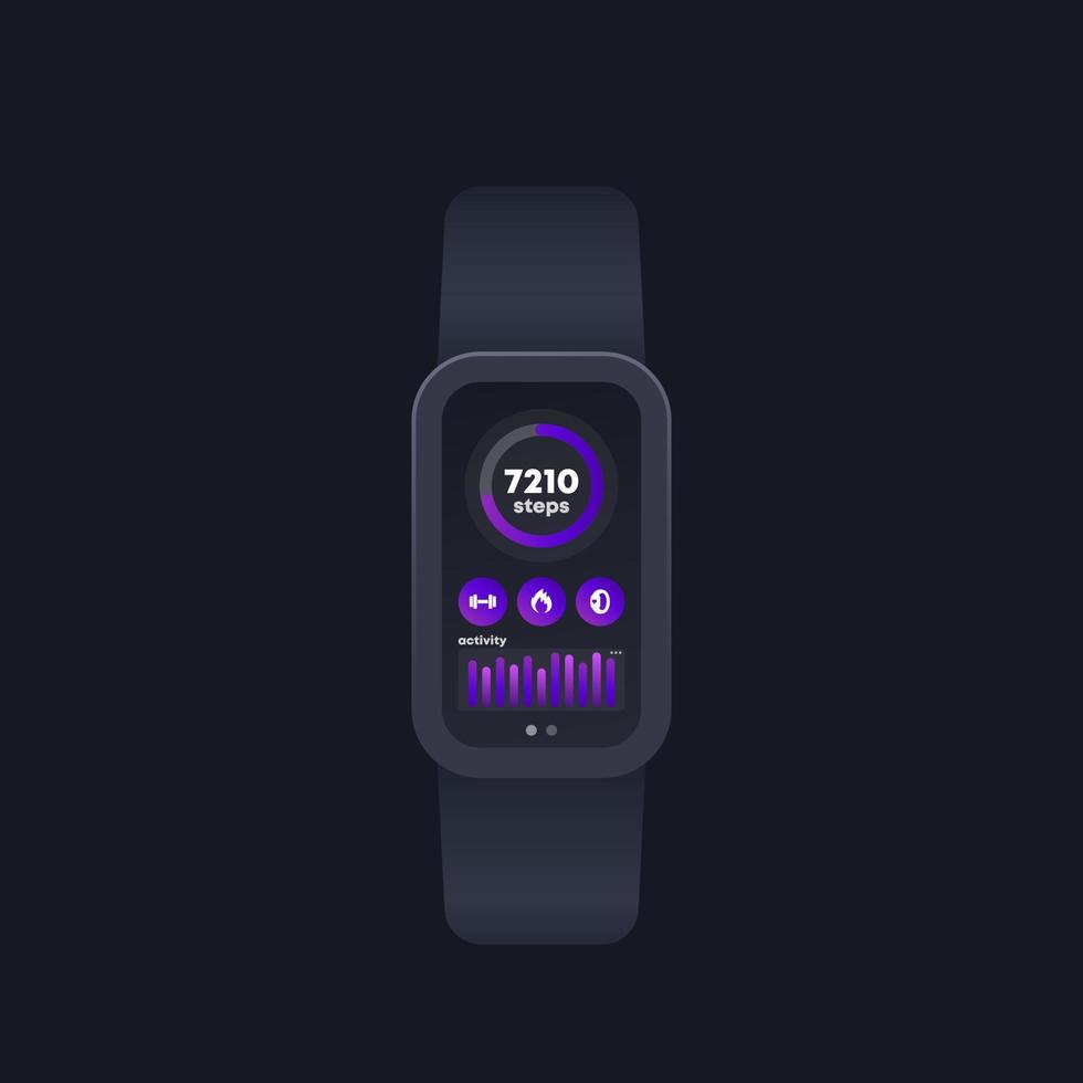 fitness App ui design per inteligente orologio vettore