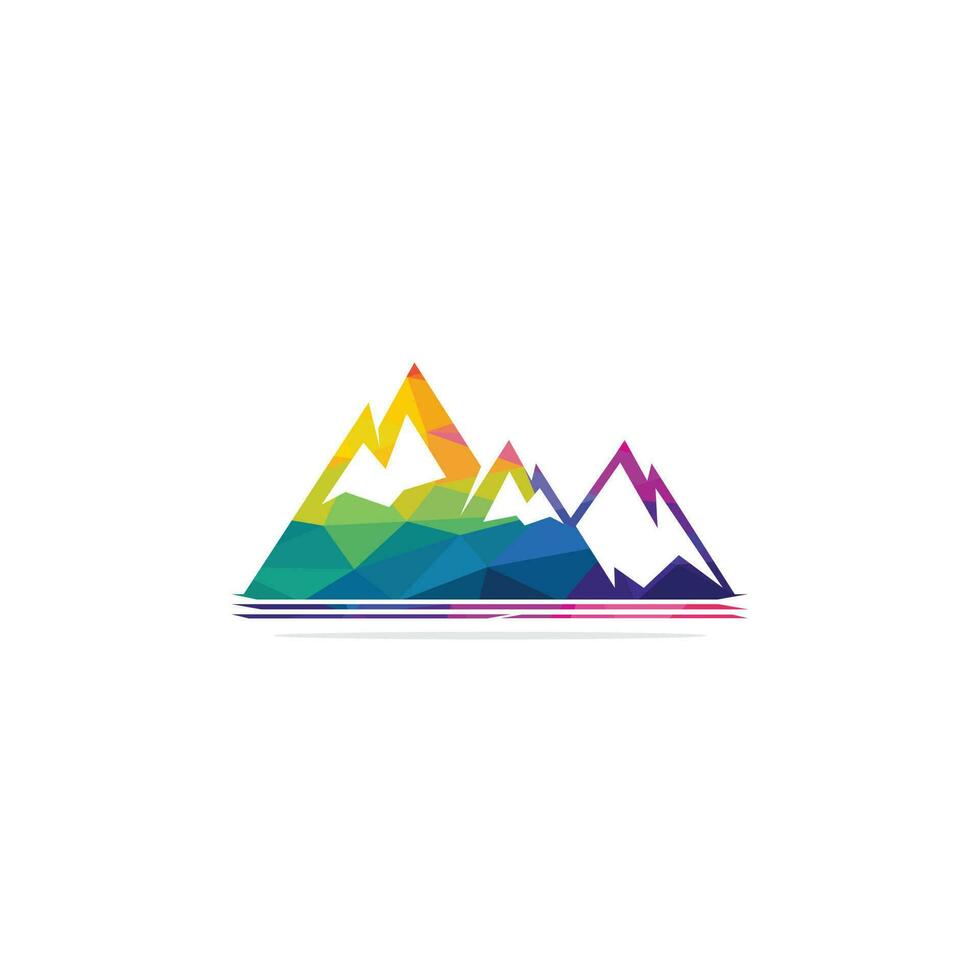 montagna logo vettore illustrazioni con acqua onda elemento.