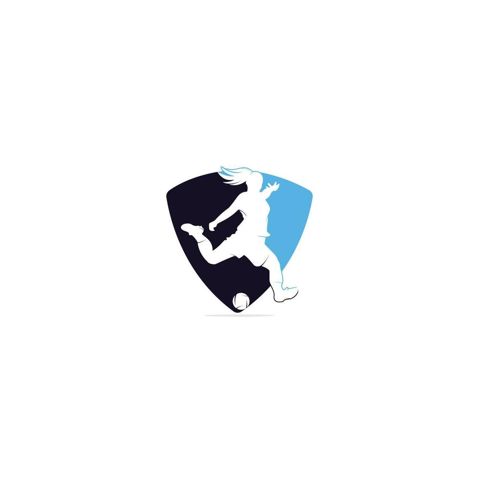donne calcio club vettore logo design. donne calcio gli sport attività commerciale logo concetto.
