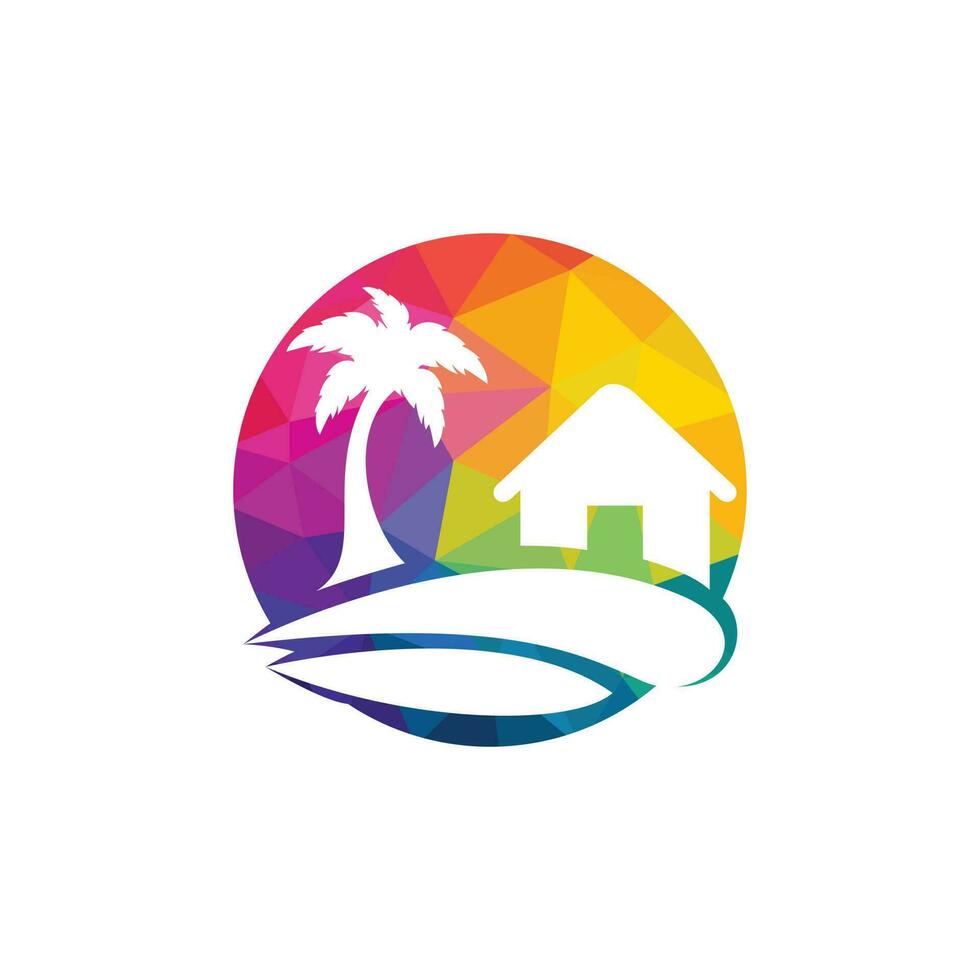 spiaggia Casa logo design. spiaggia ricorrere logo design. vettore
