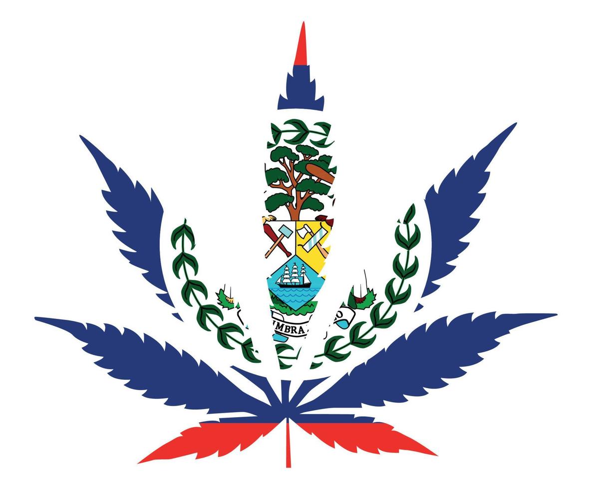 canapa foglia bandiera. il concetto di legalizzazione di marijuana, canapa per Belize. vettore