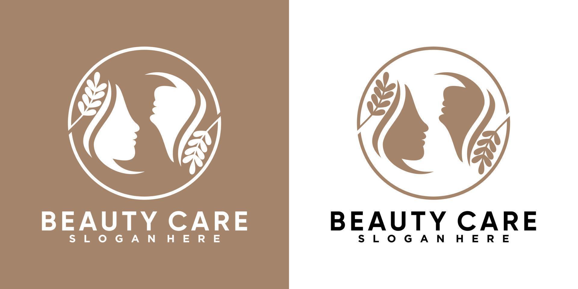 bellezza cura logo design con linea arte e creativo concetto vettore