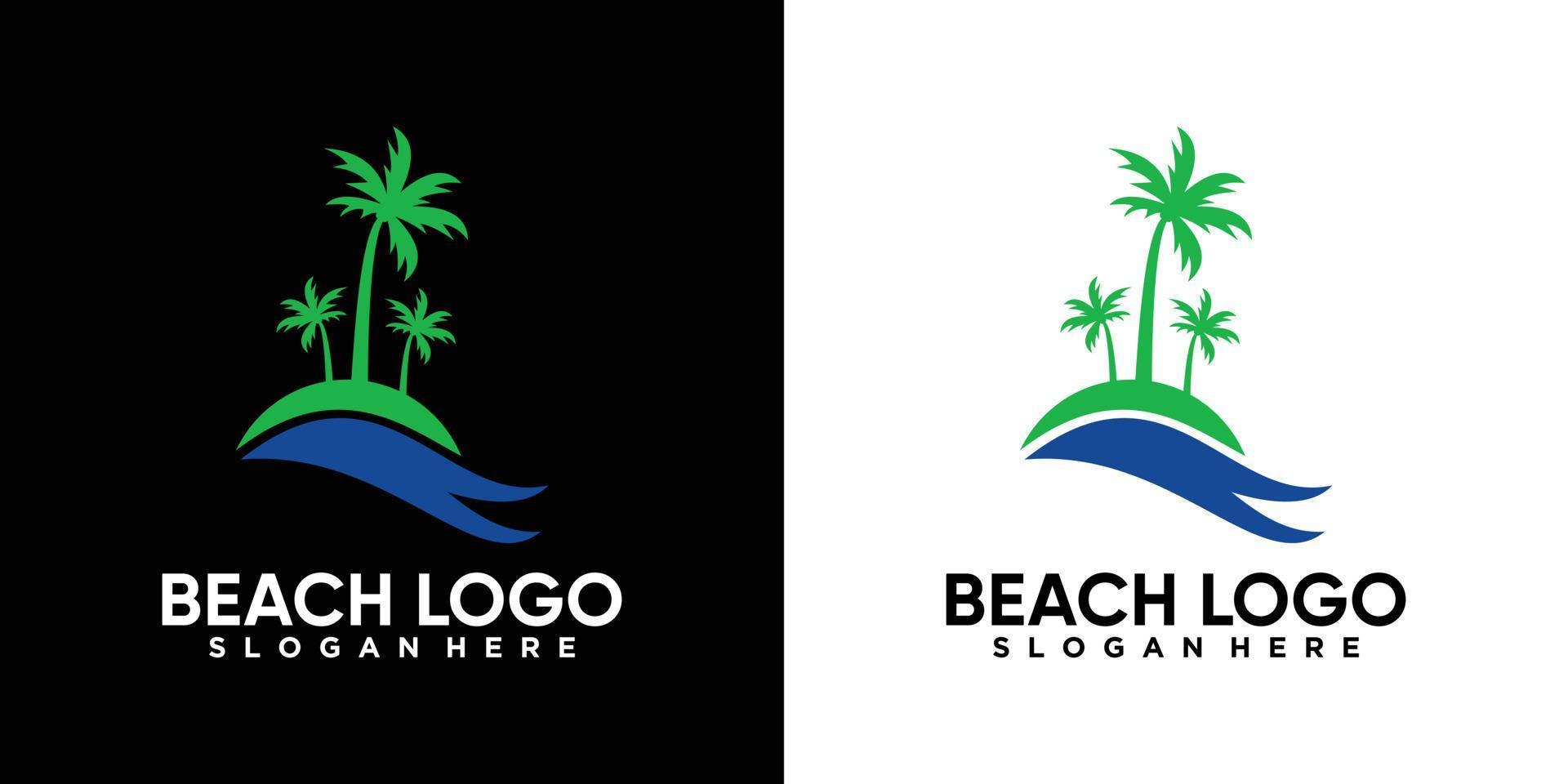 spiaggia logo design con linea arte e creativo concetto vettore