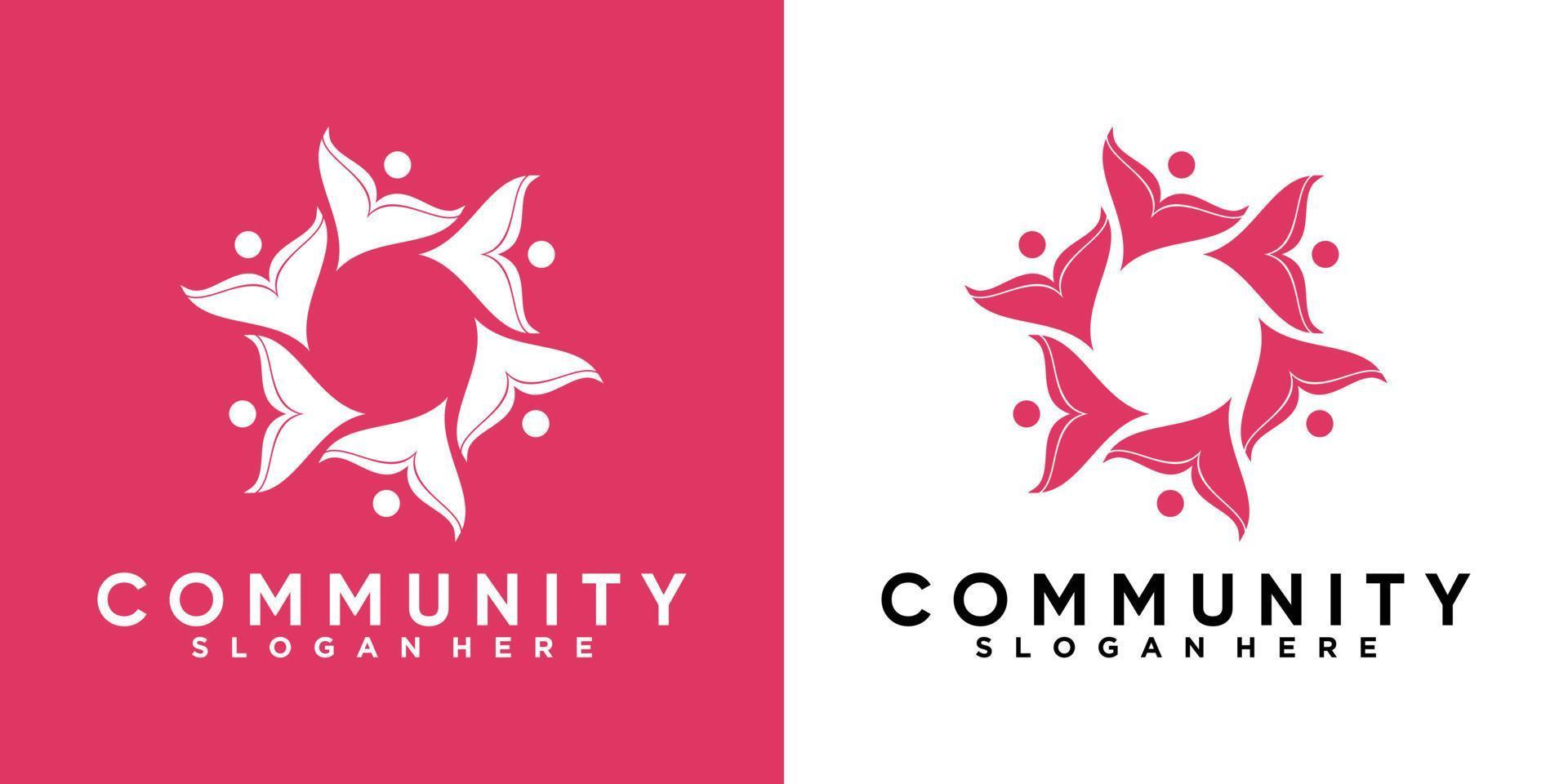 Comunità logo design con creativo concetto vettore
