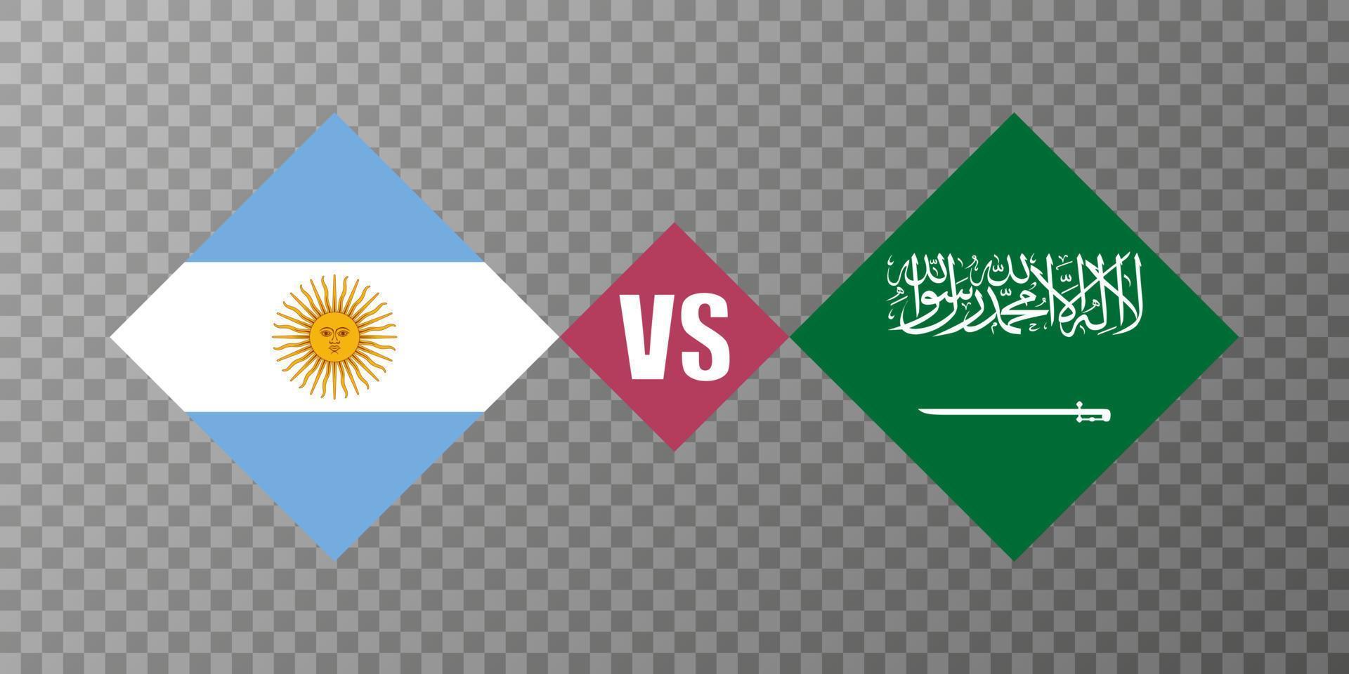 concetto di bandiera argentina vs arabia saudita. illustrazione vettoriale. vettore