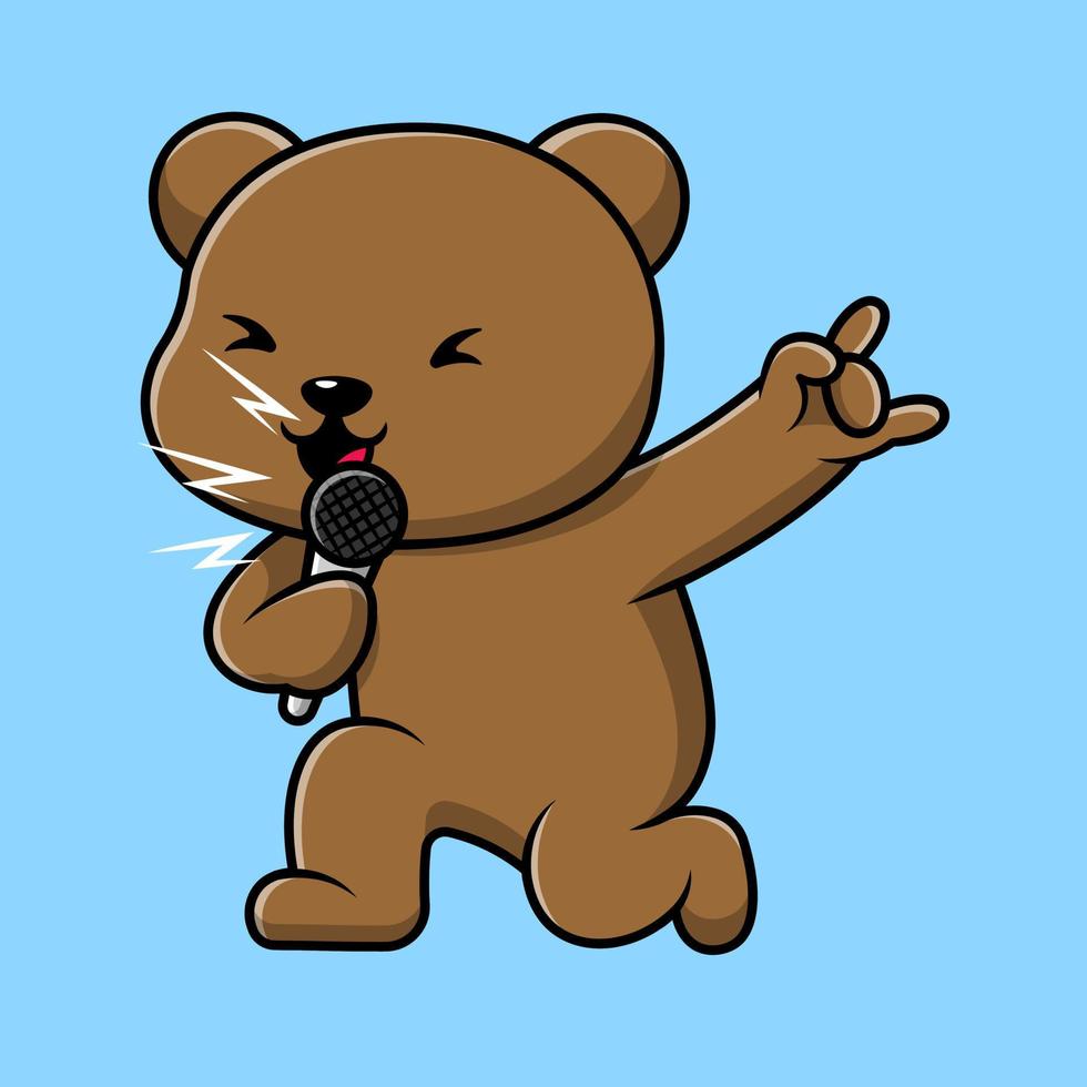 carino panda cantando con microfono cartone animato vettore icona illustrazione. piatto cartone animato concetto