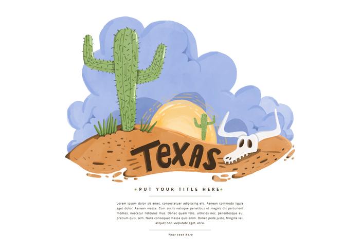 Texas Desert Watercolor Vector gratuito