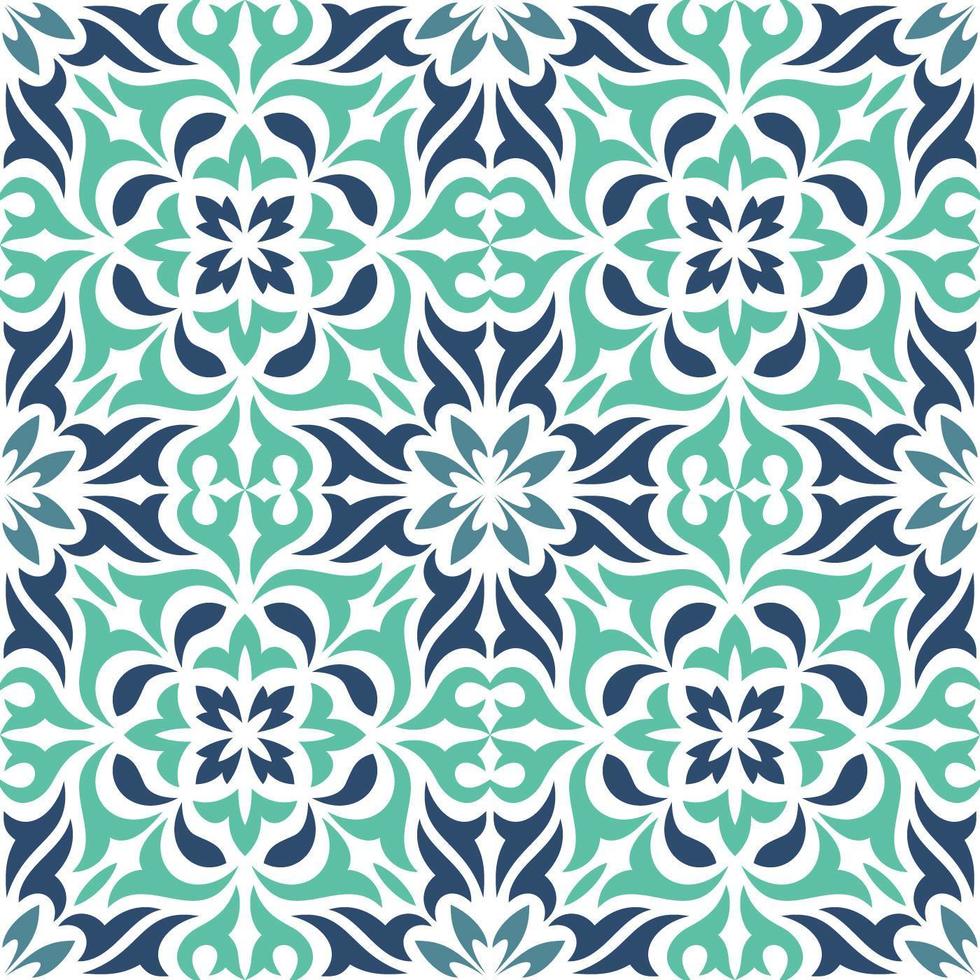 modello decorativo blu delle mattonelle ornamentali vettore