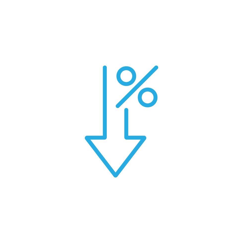 eps10 blu vettore percentuale giù freccia icona isolato su bianca sfondo. riduzione o diminuire schema simbolo nel un' semplice piatto di moda moderno stile per il tuo sito web disegno, logo, e mobile App