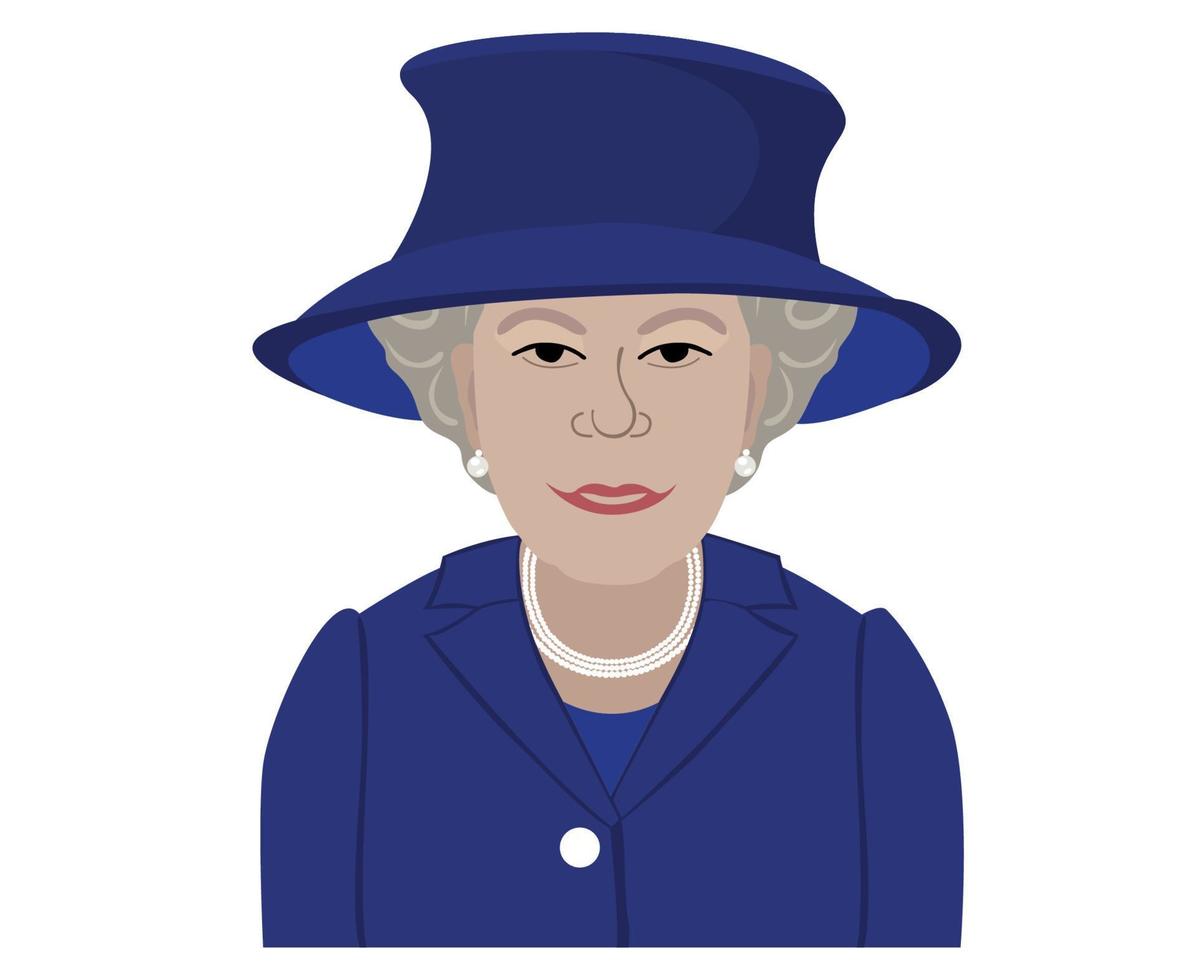 Regina Elisabetta viso ritratto con blu tute Britannico unito regno 1926 2022 nazionale Europa nazione vettore illustrazione astratto design