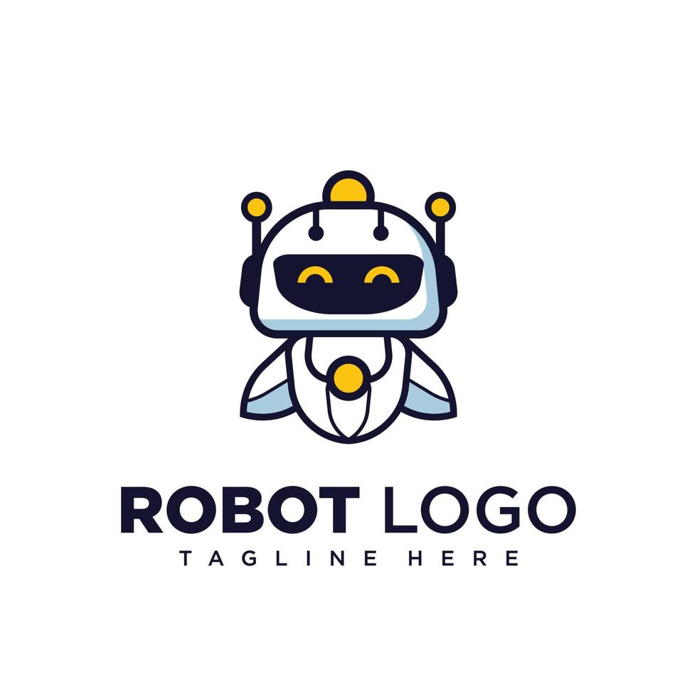 carino robot personaggio logo design per azienda portafortuna o Comunità portafortuna vettore