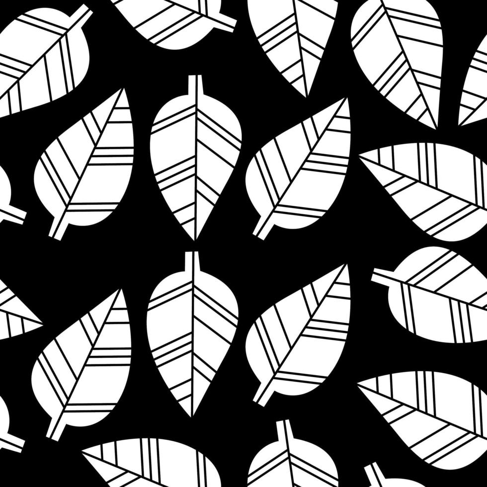 nero e bianca botanico senza soluzione di continuità modello. stilizzato le foglie modello. vetor nero sfondo vettore