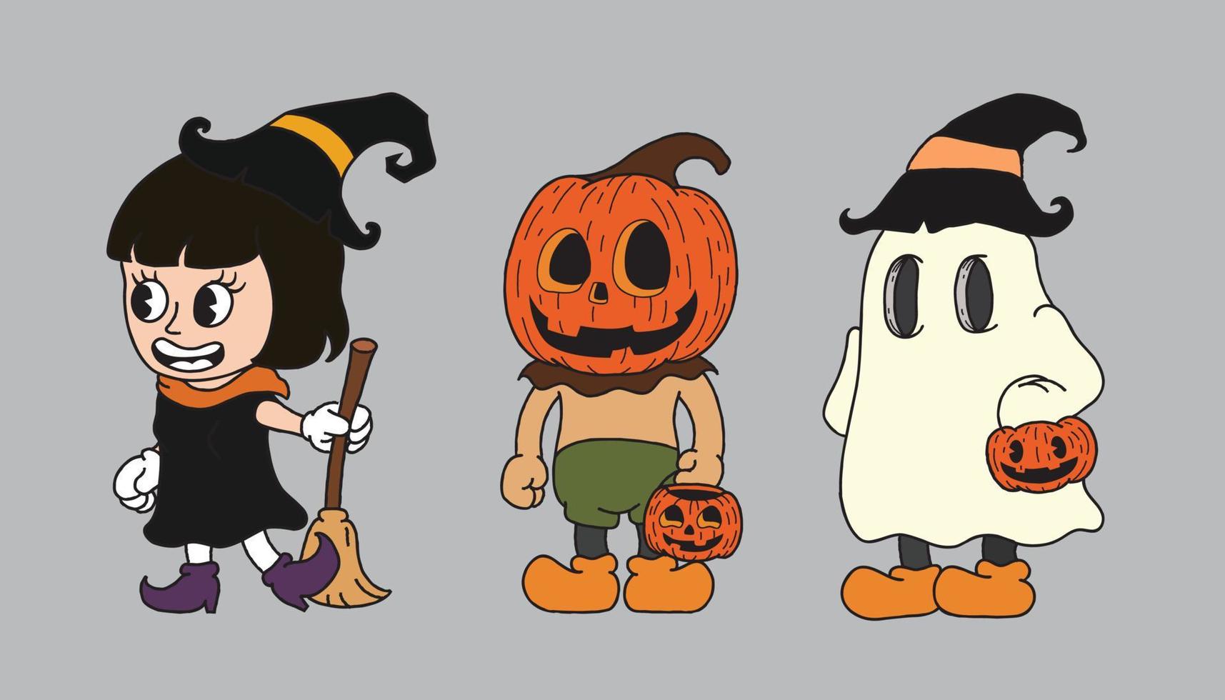 tre bambini Halloween portafortuna vettore