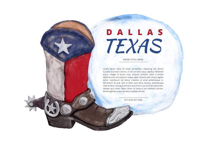 Texas Boot Acquerello vettoriale