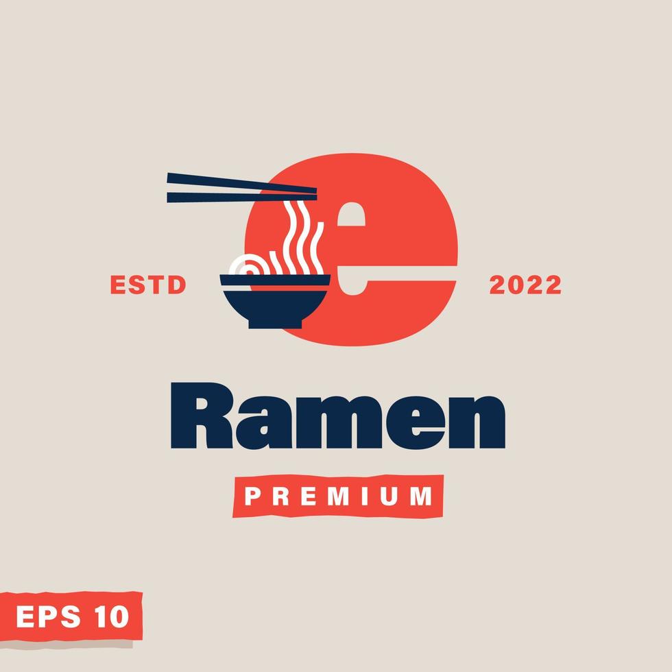 ramen alfabeto e logo vettore