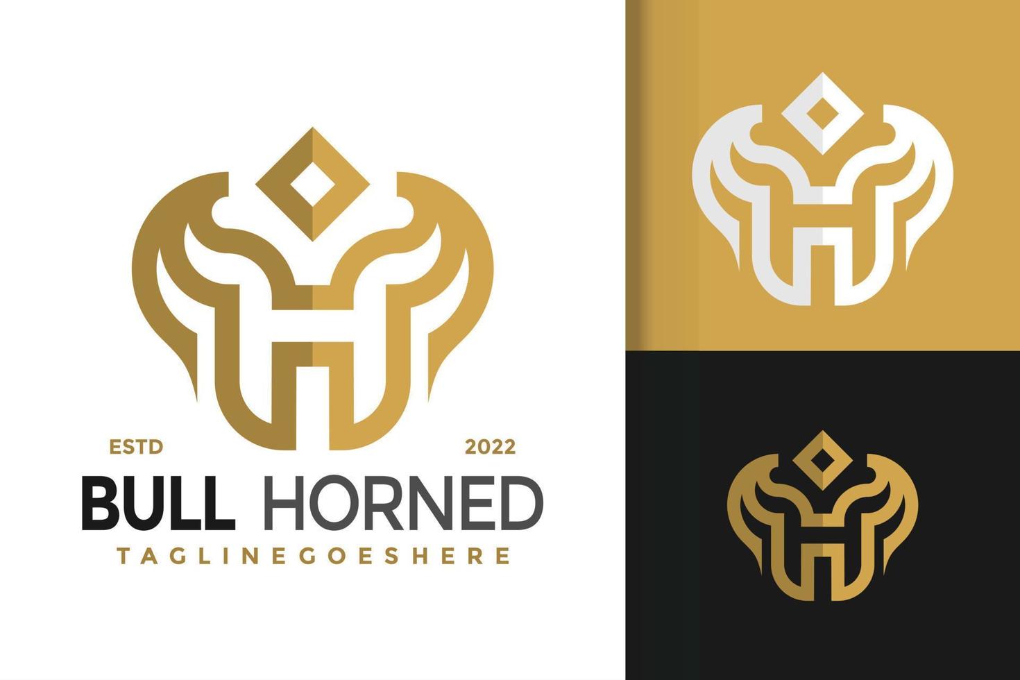 h lettera Toro cornuto logo disegno, marca identità loghi vettore, moderno logo, logo disegni vettore illustrazione modello