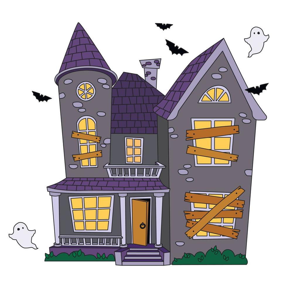 Halloween frequentato Casa isolato su bianca sfondo. vettore illustrazione.