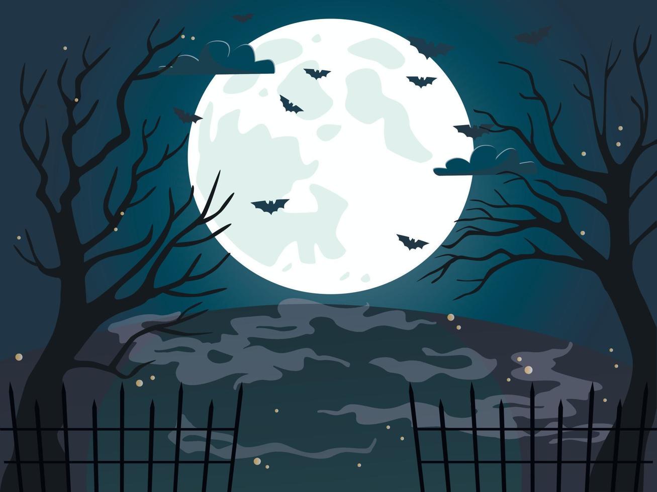 blu Luna sfondo per Halloween manifesto. vettore illustrazione.