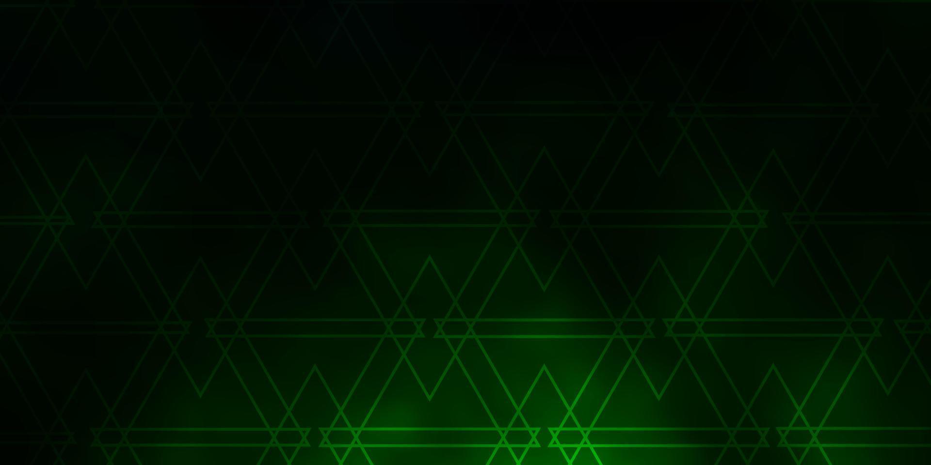 layout vettoriale verde scuro con linee, triangoli.
