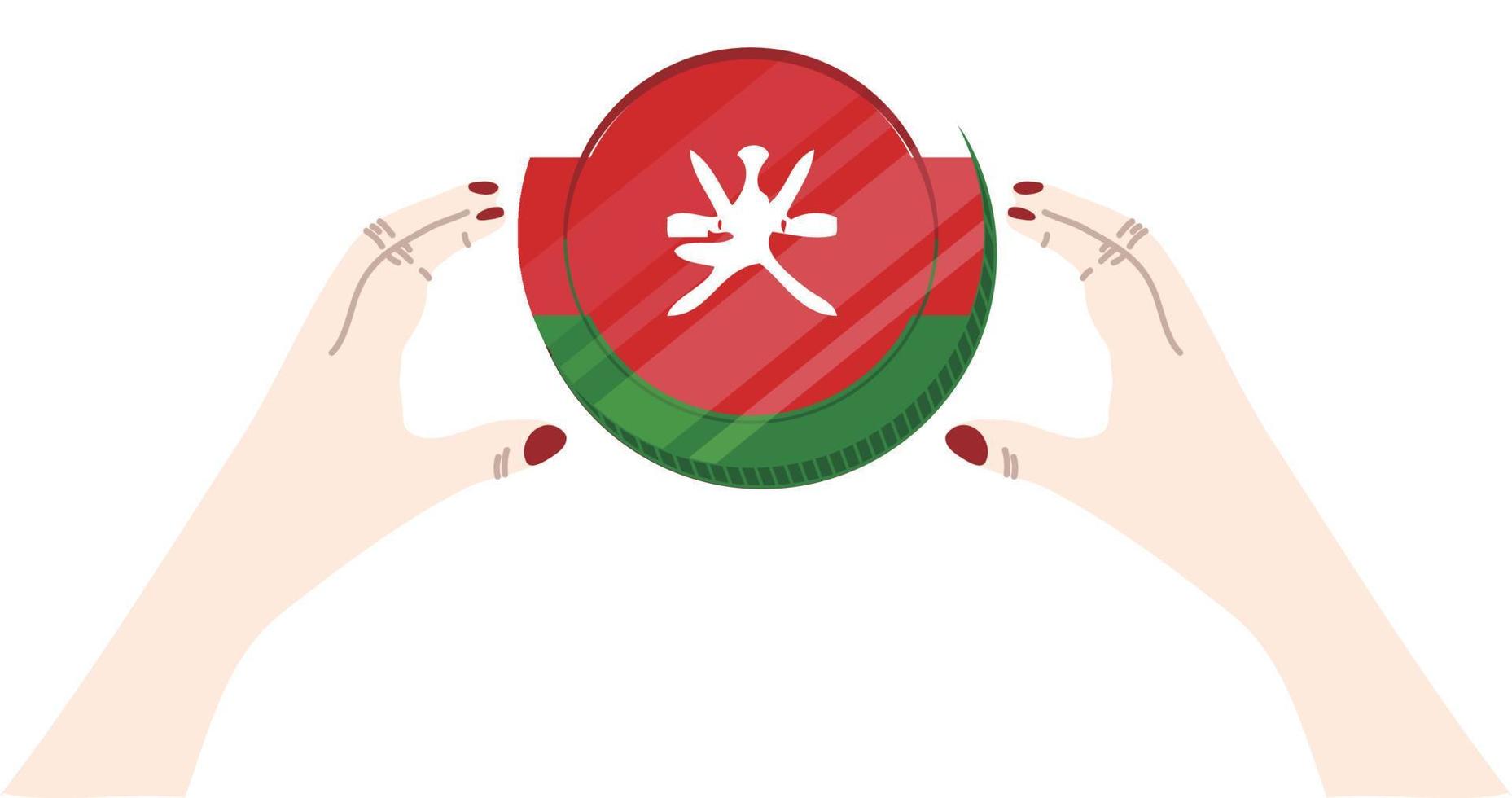 Oman bandiera vettore mano disegnato, omani rial vettore mano disegnato