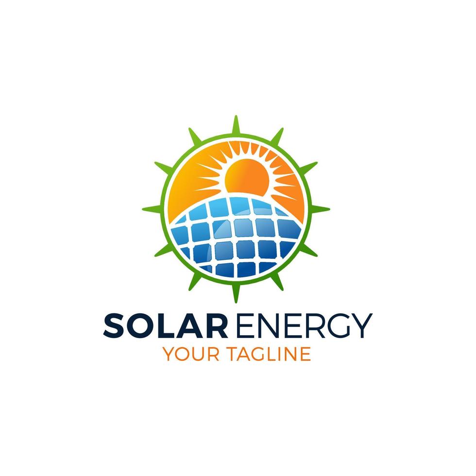 sole solare energia logo design modello. solare pannello Tech cartello simbolo. vettore