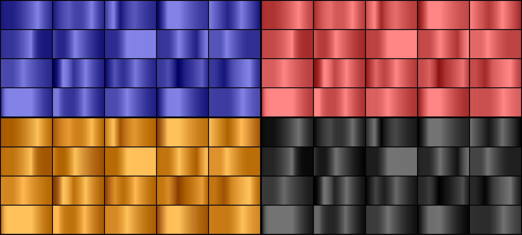 set di gradiente di metallo colorato vettore