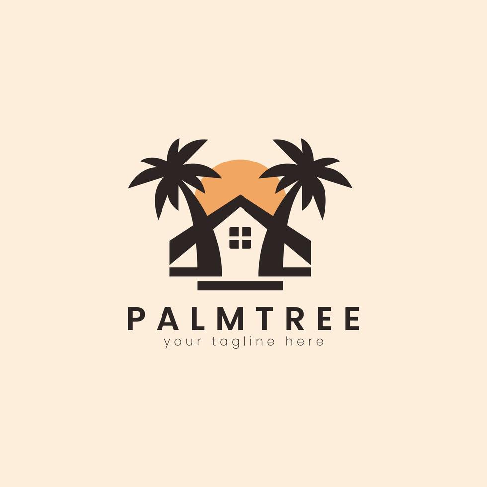palma Casa albero logo modello. può essere Usato per tropicale spiaggia casa Hotel o ricorrere logo design vettore illustrazione