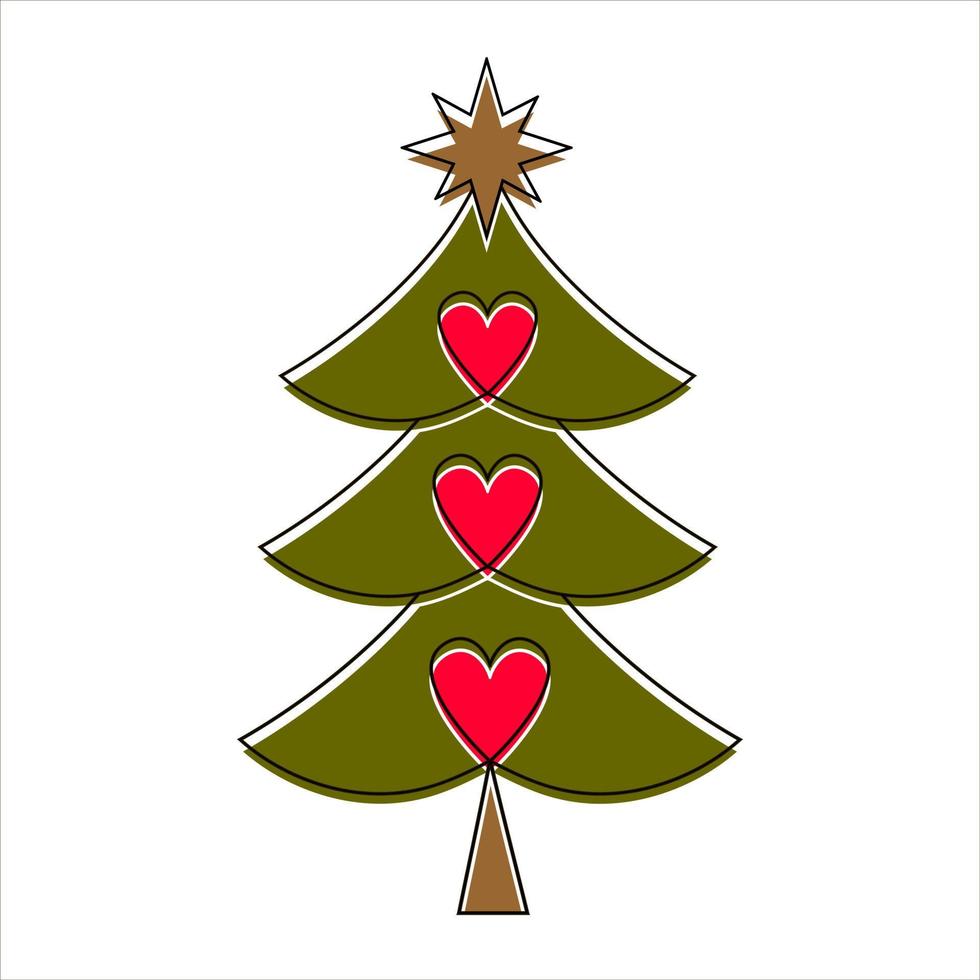 Natale albero silhouette con decorazioni vettore illustrazione isolato su bianca sfondo