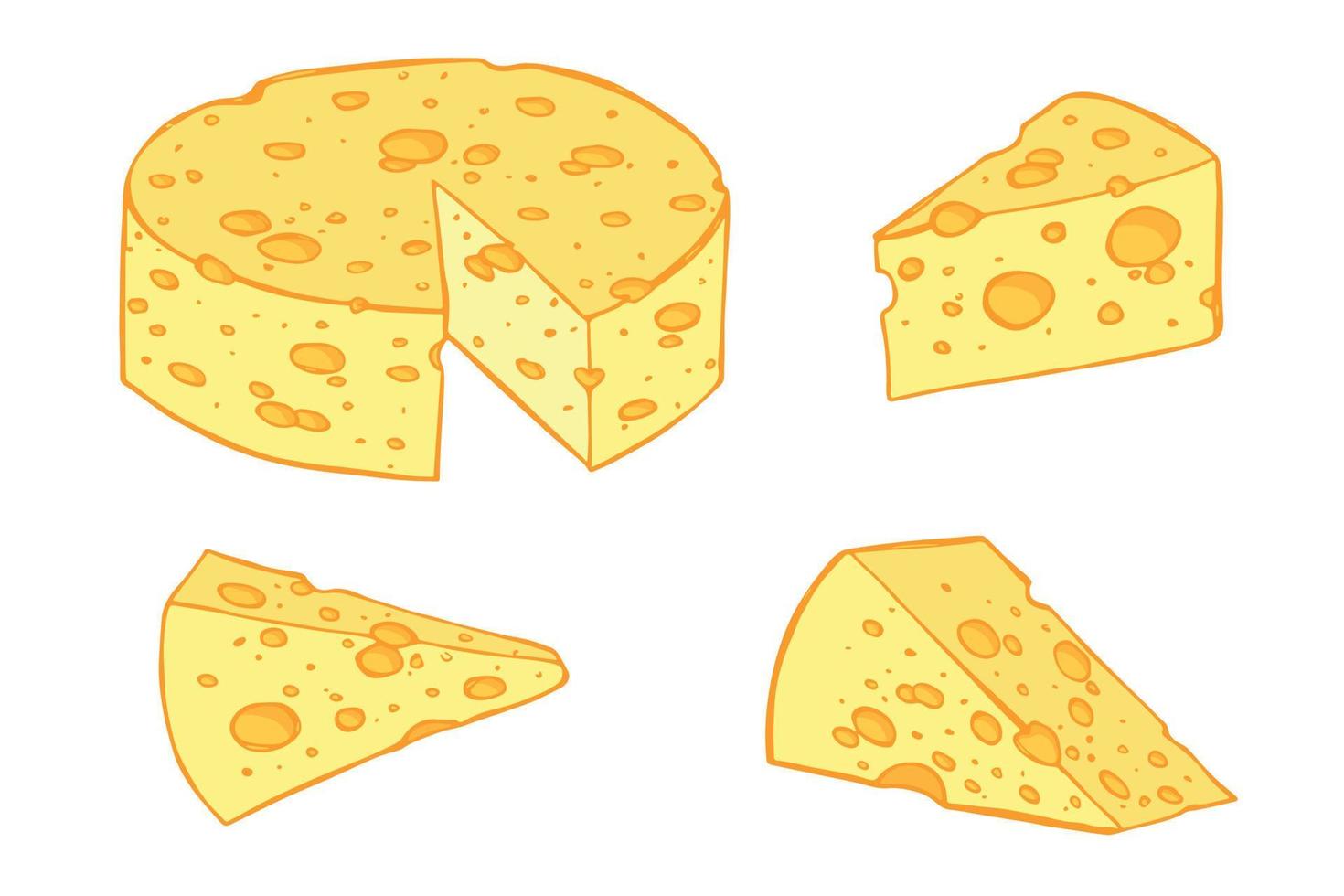 mano disegnato impostato di formaggio parti e fette. formaggio icona. vettore formaggio clipart