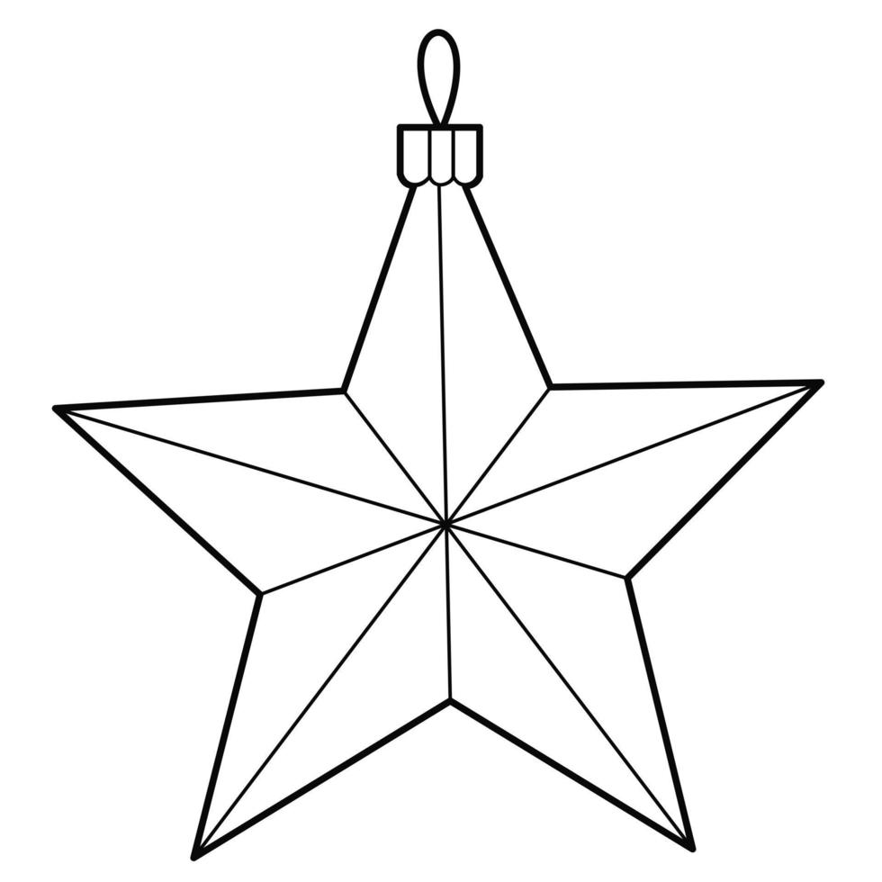 Natale albero giocattolo - stella. contorno illustrazione, design elementi o pagina di figli di colorazione libro vettore