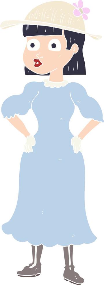 piatto colore illustrazione di donna nel sensibile vestito vettore