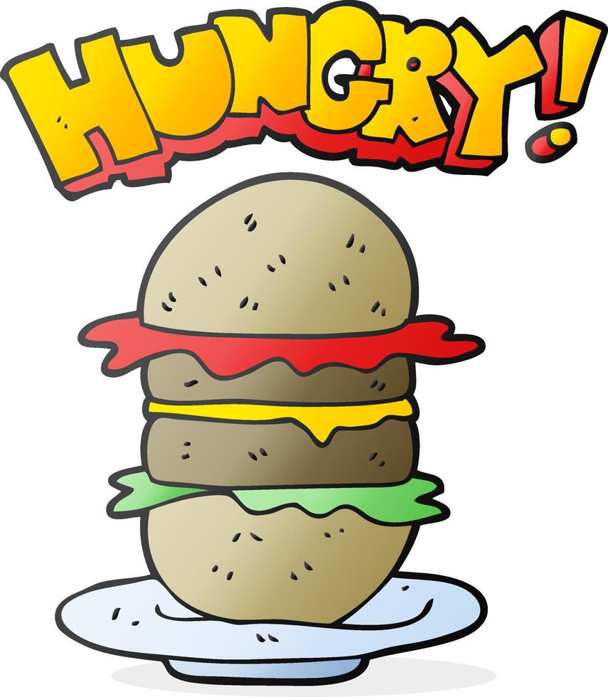a mano libera disegnato cartone animato hamburger vettore