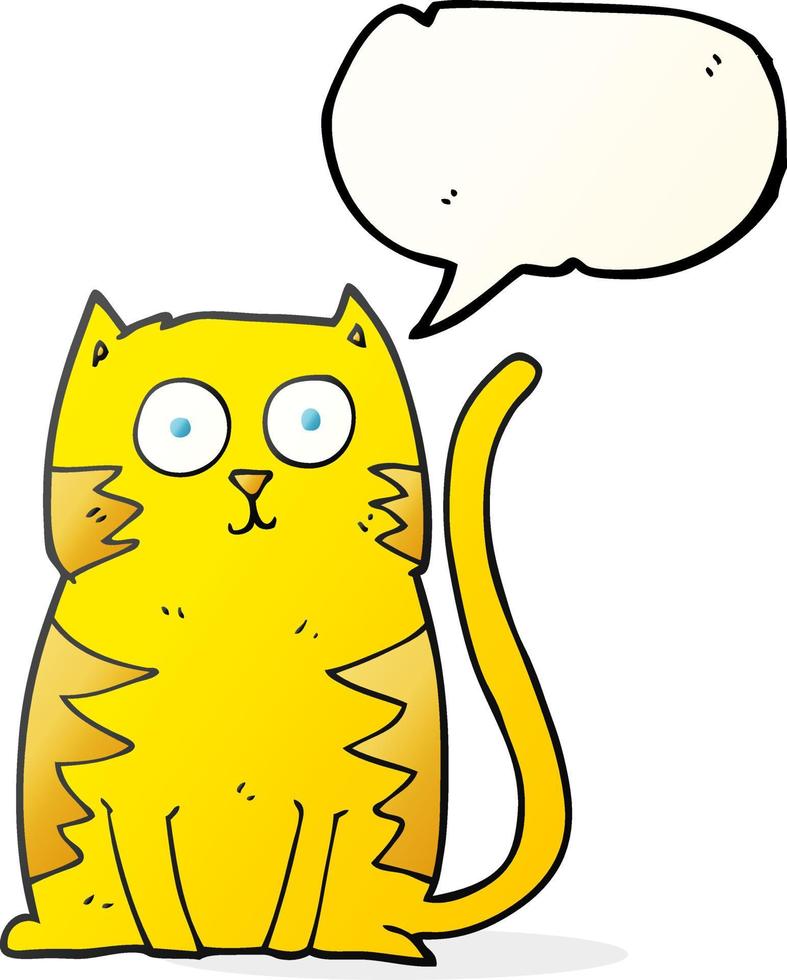 a mano libera disegnato discorso bolla cartone animato gatto vettore