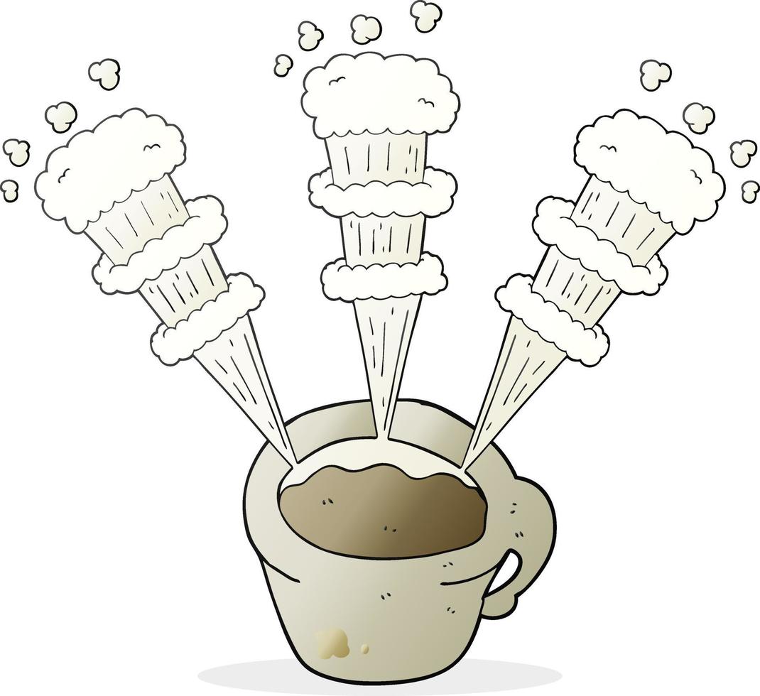 a mano libera disegnato cartone animato caldo caffè boccale vettore