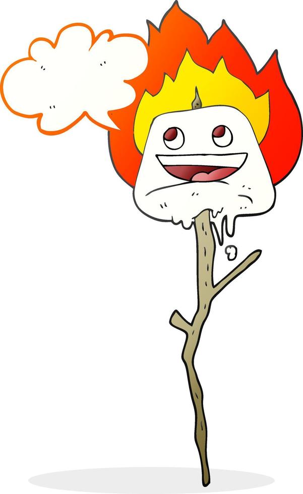 a mano libera disegnato discorso bolla cartone animato tostato marshmallow vettore